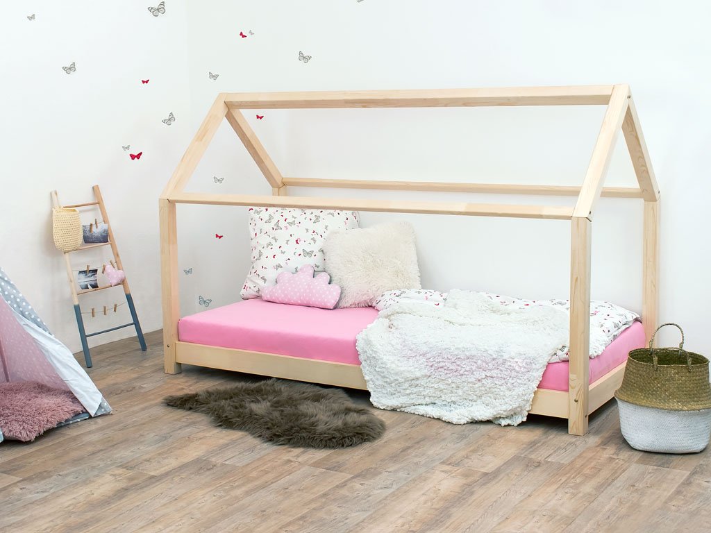 Detská posteľ domček TERY bez bočnice 80x180 cm - Transparentná vosková lazura