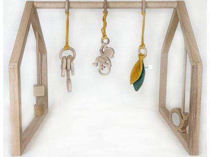 Dřevěná hrazdička pro miminka a batolata BABY GYM hořčicová