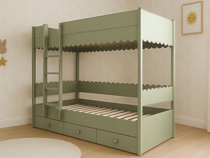 24594 4 detska patrova postel babushka se zebrikem vlevo 90x200 cm