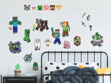 24621 3 nalepovaci dekorace minecraft do detskeho pokoje