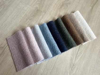 Vzorkovník látok bouclé pre nástenné čalúnené panely