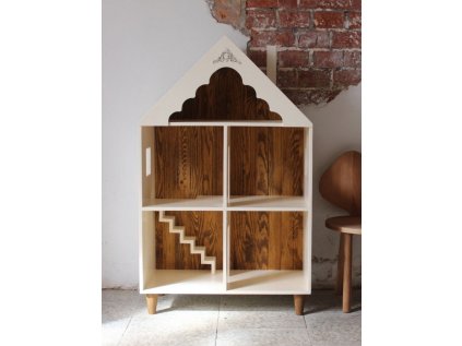 Dvojposchodový drevený domček pre bábiky 4+1 s podnožou