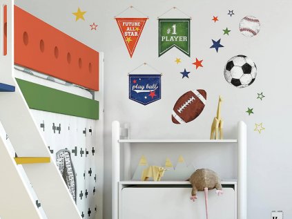 7050 samolepiaca dekoracia na stenu lopty pre sportovych nadsencov