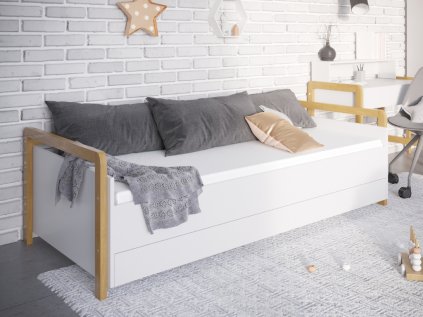 Biela detská posteľ VICTOR s matracom a úložným priestorom 1