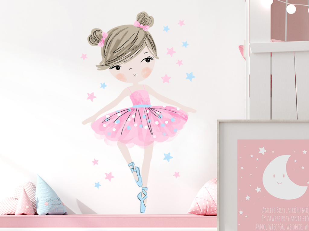 E-shop Samolepka na stenu BALETKA do detskej izby ružová