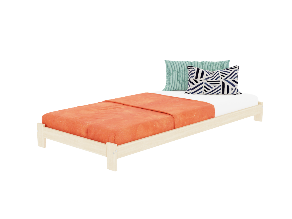 Benlemi Drevená jednolôžková posteľ SIMPLY Zvoľte farbu: Nelakovaná, Zvoľte rozmer: 135x190 cm