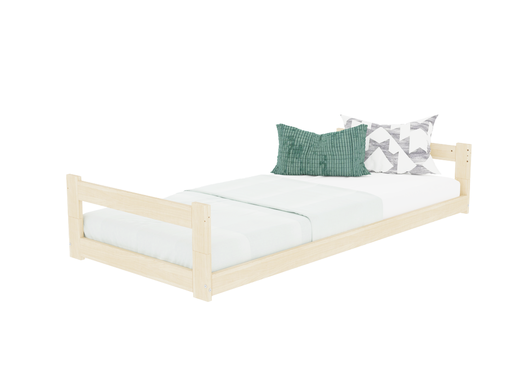 E-shop Benlemi Nízke drevené jednolôžko SAFE 2v1 s dvoma čelami Zvoľte farbu: Pastelovo ružová, Zvoľte rozmer: 120x200 cm