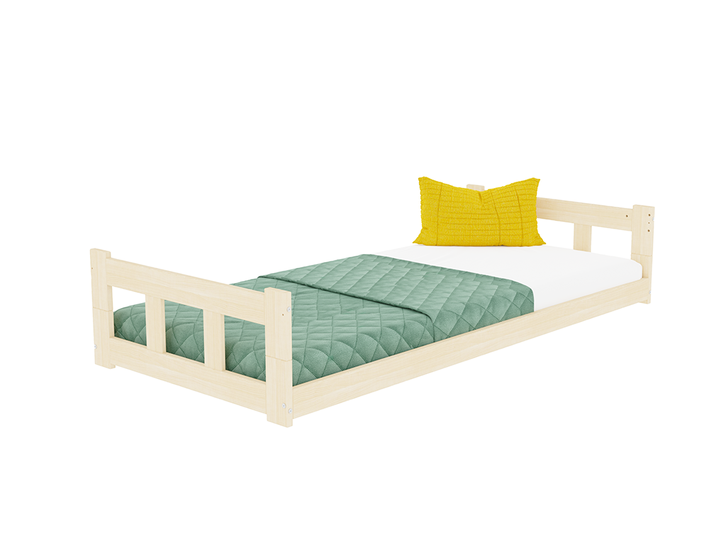 E-shop Benlemi Nízke jednolôžko s čelami FENCE 2v1 z dreva Zvoľte farbu: Béžová, Zvoľte rozmer: 90x160 cm