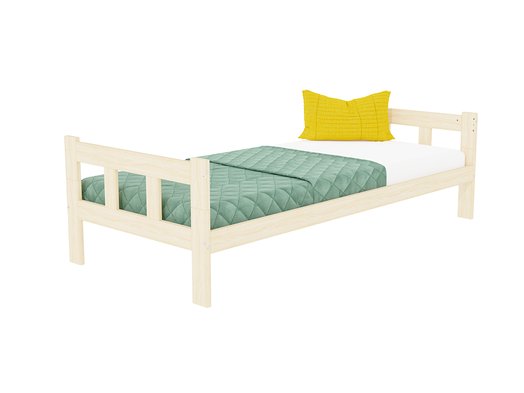 E-shop Benlemi Jednolôžko s čelami FENCE 2v1 z dreva Zvoľte farbu: Nelakovaná, Zvoľte rozmer: 90x160 cm