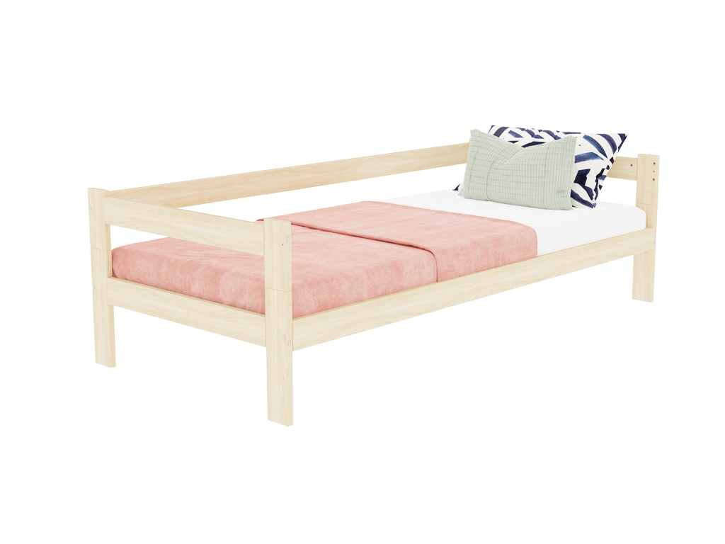 Benlemi Jednolôžková posteľ z dreva SAFE 5v1 so zábranou Zvoľte farbu: Nelakovaná, Zvoľte rozmer: 80x180 cm, Zvoľte zábranu: S otvoreným vstupom