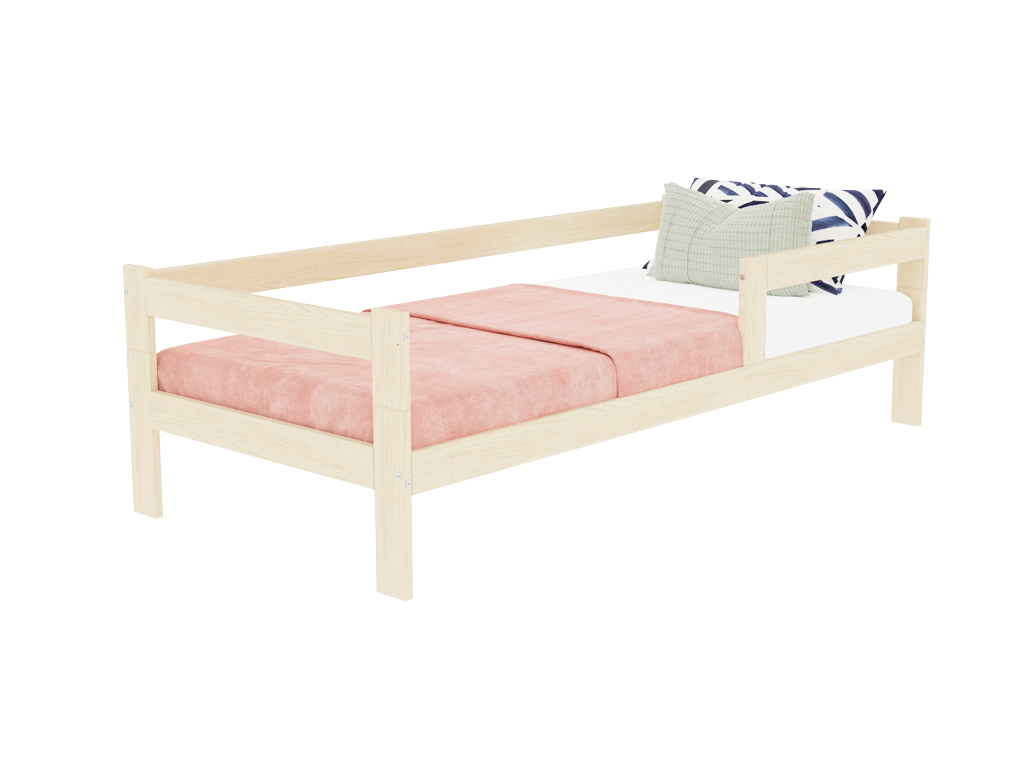 Benlemi Jednolôžková posteľ z dreva SAFE 5v1 so zábranou Zvoľte farbu: Nelakovaná, Zvoľte rozmer: 80x180 cm, Zvoľte zábranu: S jednou zábranou