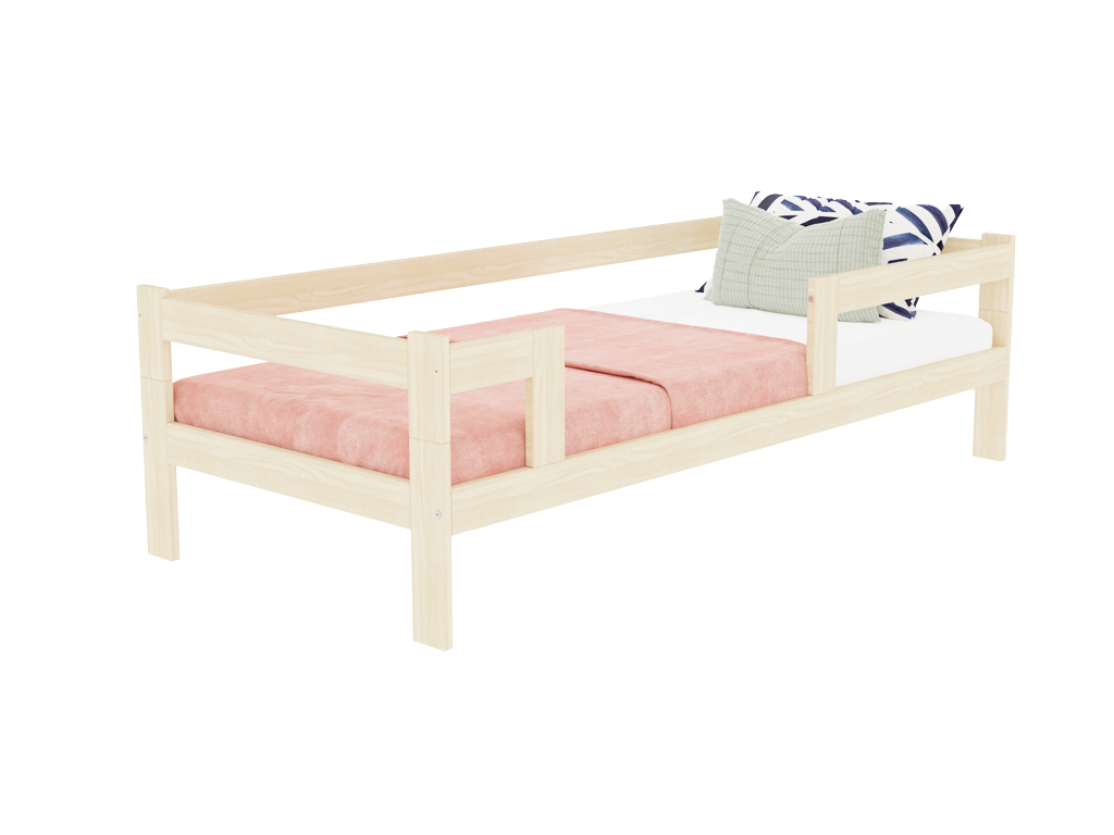 Benlemi Jednolôžková posteľ z dreva SAFE 5v1 so zábranou Zvoľte farbu: Nelakovaná, Zvoľte rozmer: 80x180 cm, Zvoľte zábranu: S dvoma zábranami