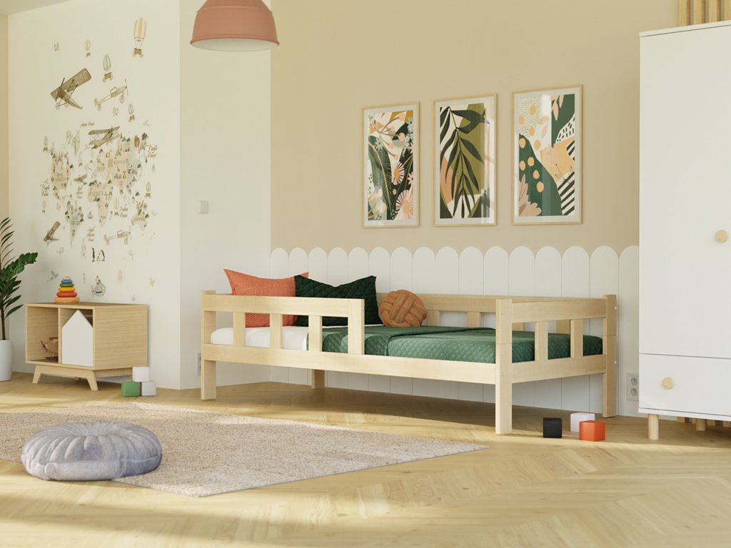 E-shop Benlemi Drevená jednolôžková posteľ FENCE 4v1 so zábranou Zvoľte farbu: Pastelovo ružová, Zvoľte rozmer: 90x160 cm, Zvoľte zábranu: S jednou zábranou…