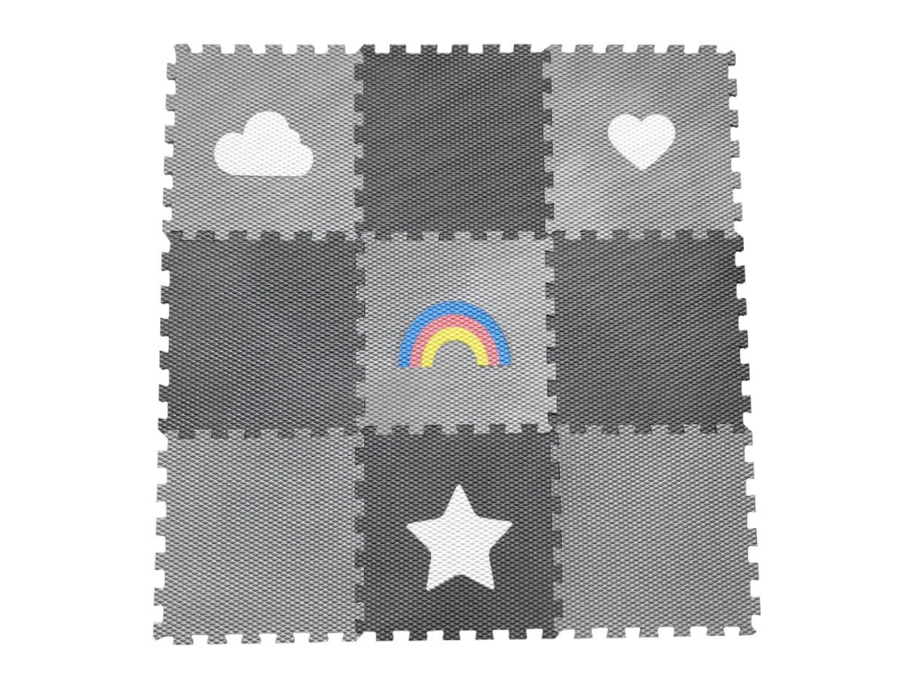 Hracie penové puzzle do detskej izby ŠEDO-ČIERNE 9 dielov