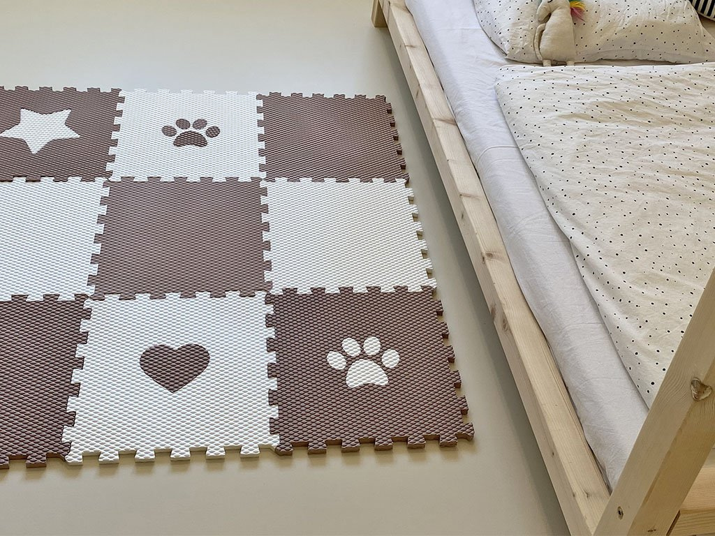 Penová podlaha puzzle z 9 dielov HNEDO-BIELA