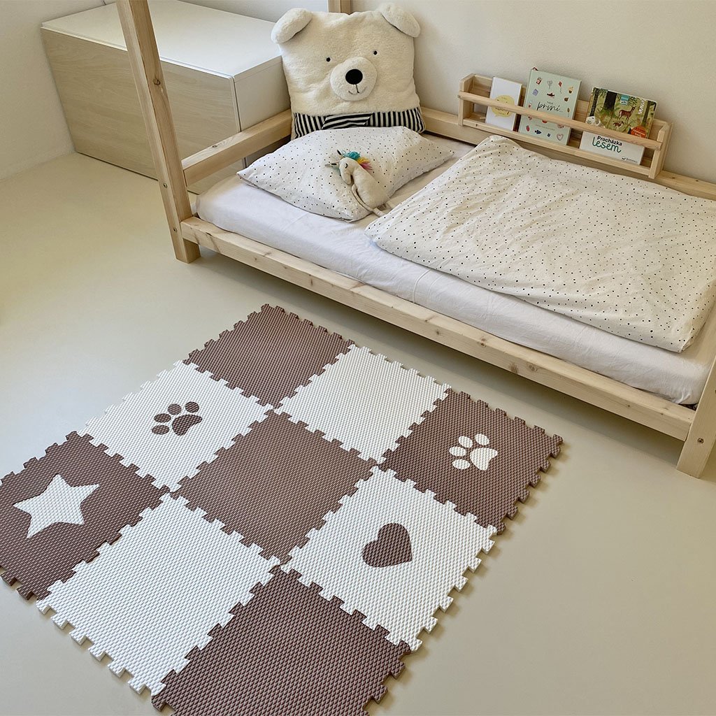 Penová podlaha puzzle z 9 dielov HNEDO-BIELA