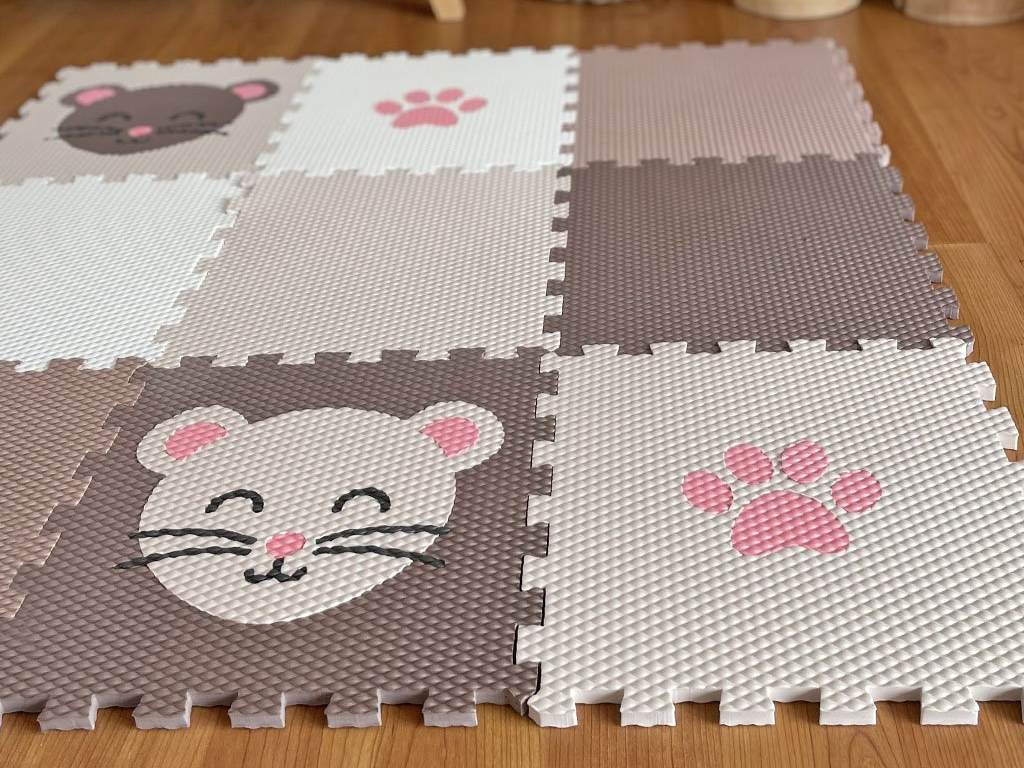 Penová puzzle podlaha na hranie do detskej izby MYŠKA A LABKA 9 dielov