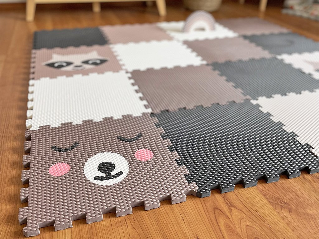Hracie penové puzzle do detskej izby 16 dielov MÝVAL A MEDVEDÍK