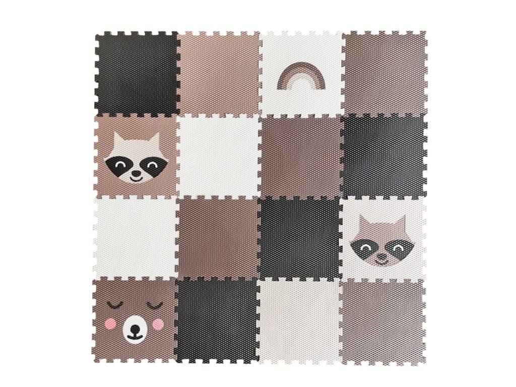 Hracie penové puzzle do detskej izby 16 dielov MÝVAL A MEDVEDÍK