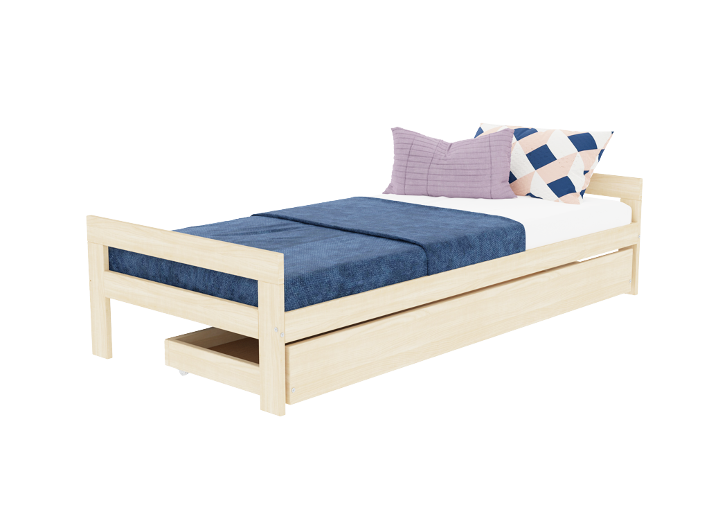 Benlemi Rastúca drevená jednolôžková posteľ SWITCH 2v1 s čelami a úložným šuplíkom Zvoľte farbu: Tehlová, Zvoľte rozmer: 140x200 cm