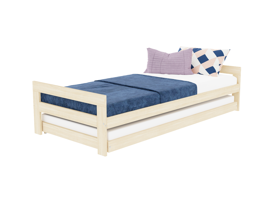 Benlemi Rastúca drevená jednolôžková posteľ SWITCH 2v1 s čelami a prístelkou Zvoľte farbu: Nelakovaná, Zvoľte rozmer: 80x180 cm