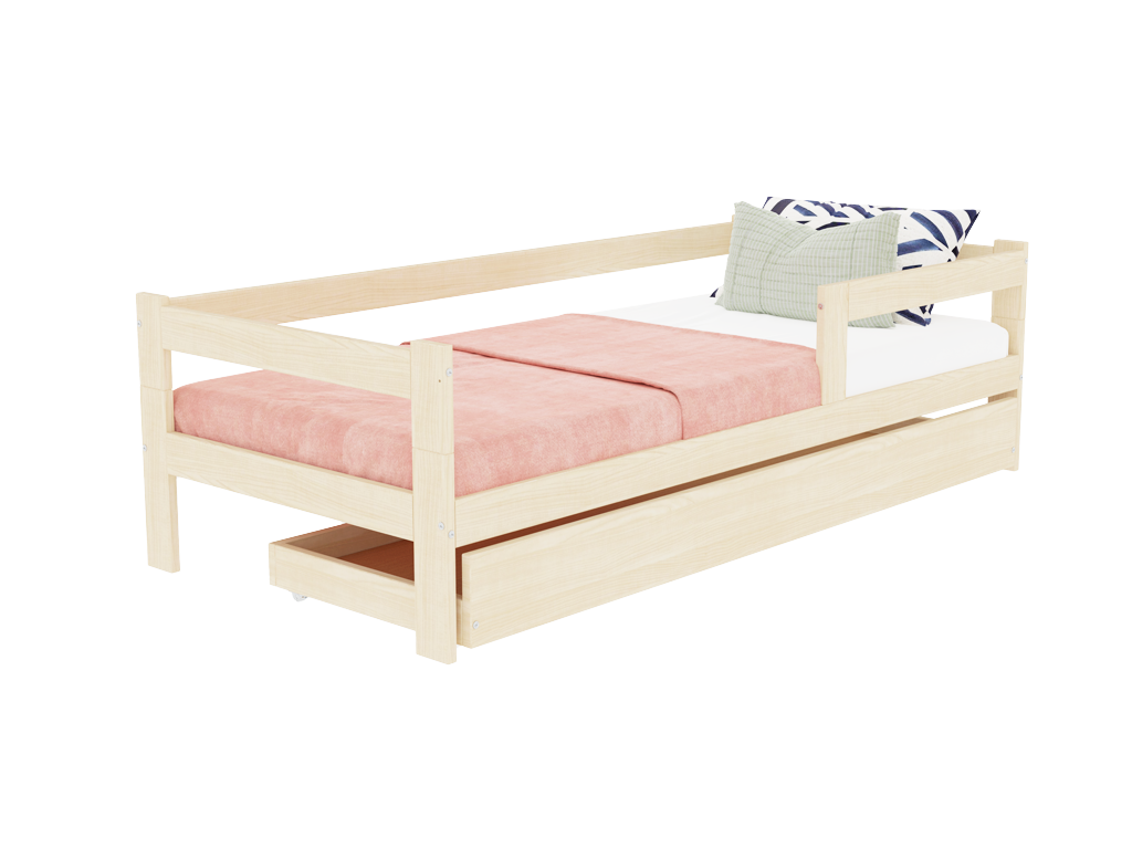 Benlemi Jednolôžková posteľ z dreva SAFE 5v1 so zábranou a úložným šuplíkom Zvoľte farbu: Šalviová zelená, Zvoľte rozmer: 120x200 cm, Zvoľte zábranu: S jednou zábranou