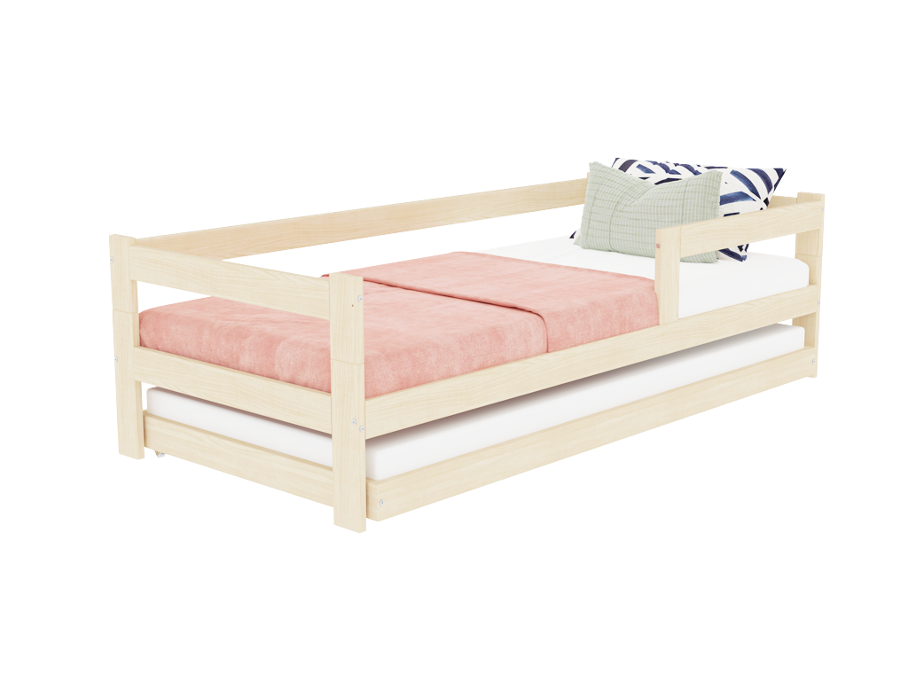 Benlemi Jednolôžková posteľ z dreva SAFE 5v1 so zábranou a prístelkou Zvoľte farbu: Biela, Zvoľte rozmer: 90x200 cm, Zvoľte zábranu: S jednou zábranou