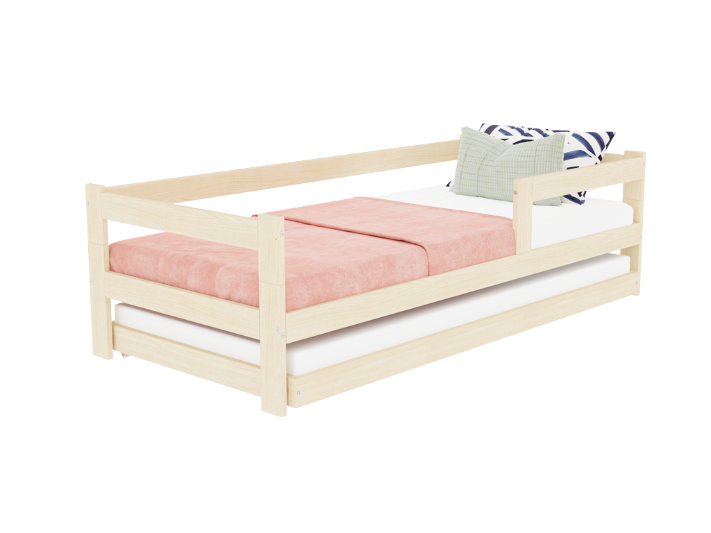 Benlemi Jednolôžková posteľ z dreva SAFE 5v1 so zábranou a prístelkou Zvoľte farbu: Béžová, Zvoľte rozmer: 80x160 cm, Zvoľte zábranu: S jednou zábranou