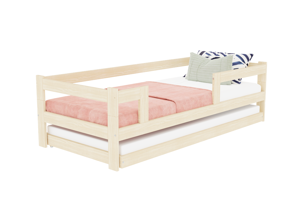 Benlemi Jednolôžková posteľ z dreva SAFE 5v1 so zábranou a prístelkou Zvoľte farbu: Šalviová zelená, Zvoľte rozmer: 80x160 cm, Zvoľte zábranu: S dvoma zábranami