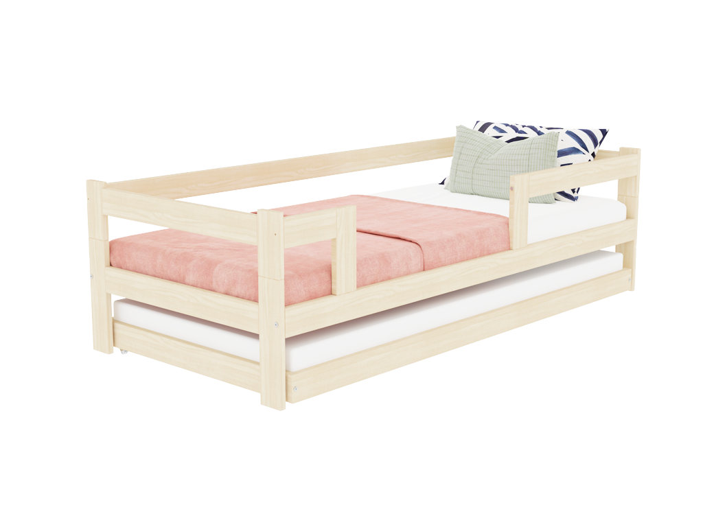 Benlemi Jednolôžková posteľ z dreva SAFE 5v1 so zábranou a prístelkou Zvoľte farbu: Biela, Zvoľte rozmer: 90x200 cm, Zvoľte zábranu: S jednou zábranou