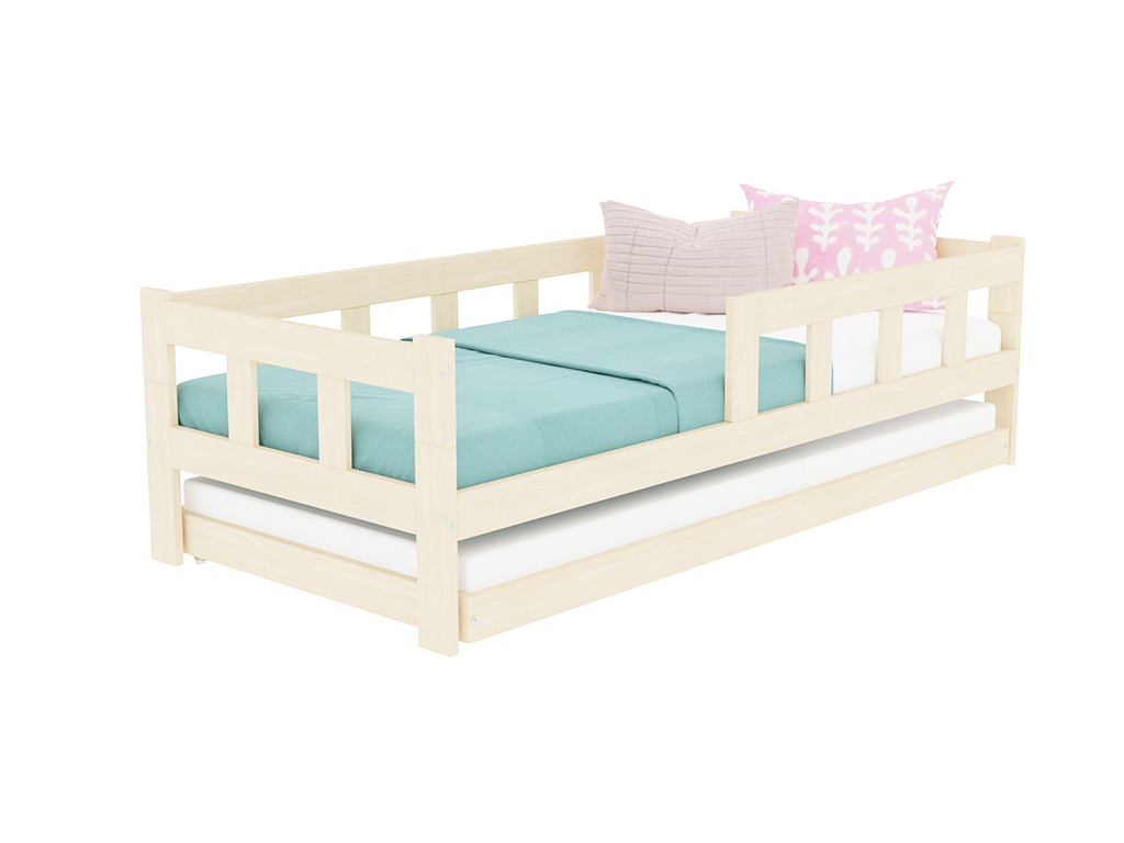 Benlemi Drevená jednolôžková posteľ FENCE 4v1 so zábranou a prístelkou Zvoľte farbu: Šalviová zelená, Zvoľte rozmer: 80x160 cm, Zvoľte zábranu: S jednou zábranou