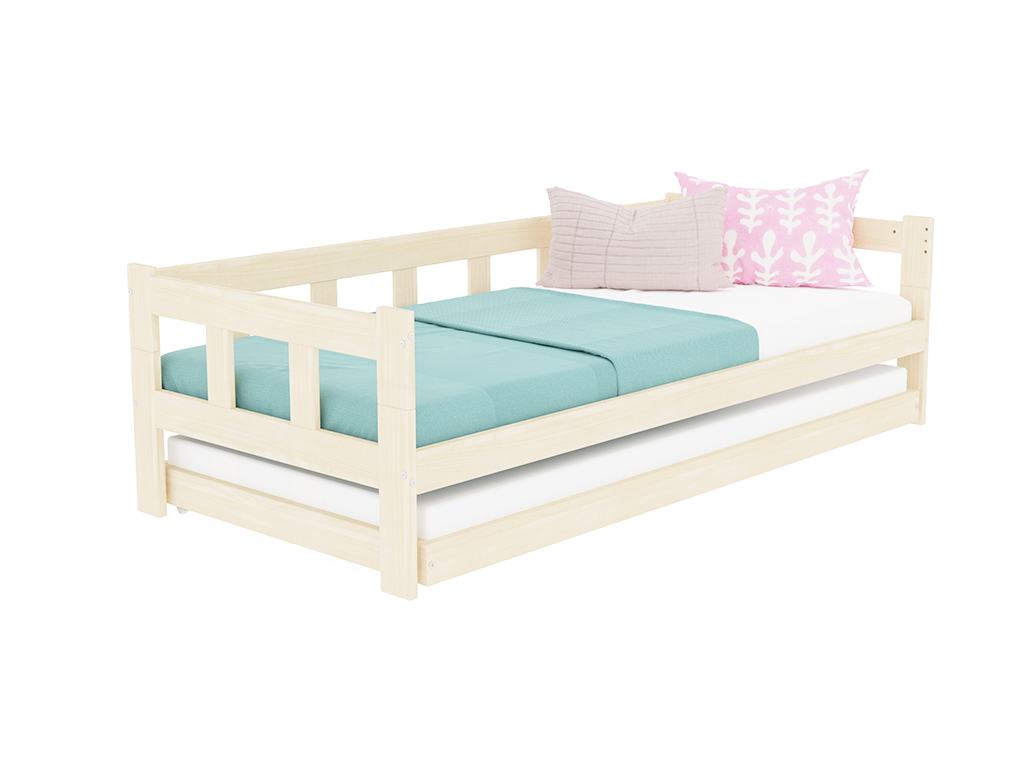 Benlemi Drevená jednolôžková posteľ FENCE 4v1 so zábranou a prístelkou Zvoľte farbu: Biela, Zvoľte rozmer: 80x160 cm, Zvoľte zábranu: S otvoreným vstupom