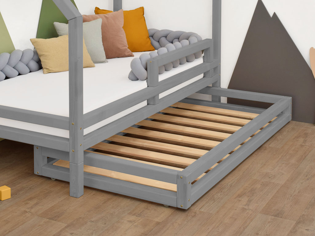 E-shop Benlemi Tmavo sivý úložný šuplík 2IN1 pod posteľ na kolieskach 80 x 160 cm (pod posteľ 80 x 180 cm) s roštom