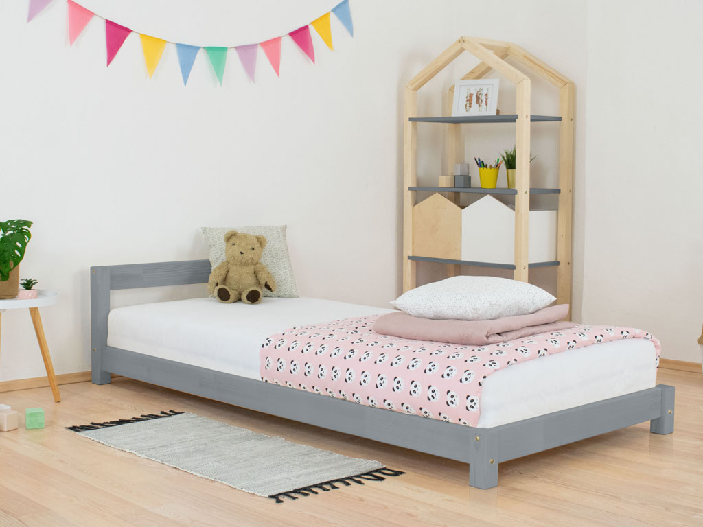 Benlemi Tmavo sivá detská jednolôžková posteľ s čelom DREAMY 90x190 cm