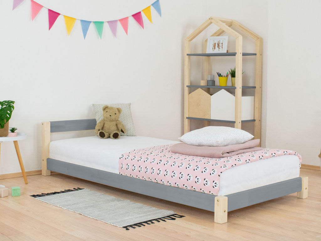 Benlemi Tmavo sivá-nelaková detská jednolôžková posteľ s čelom DREAMY 90x180 cm