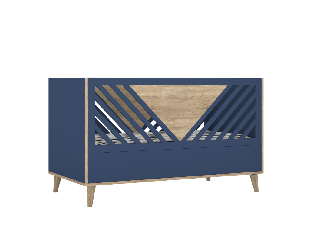 BAMI Dizajnová rastúca detská postieľka z dreva TUTU 70x140 cm Zvoľte farbu: Modrá, dub sonoma
