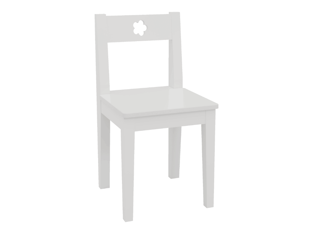 BAMI Detská drevená stolička s kvetinovým výrezom BIBI biela