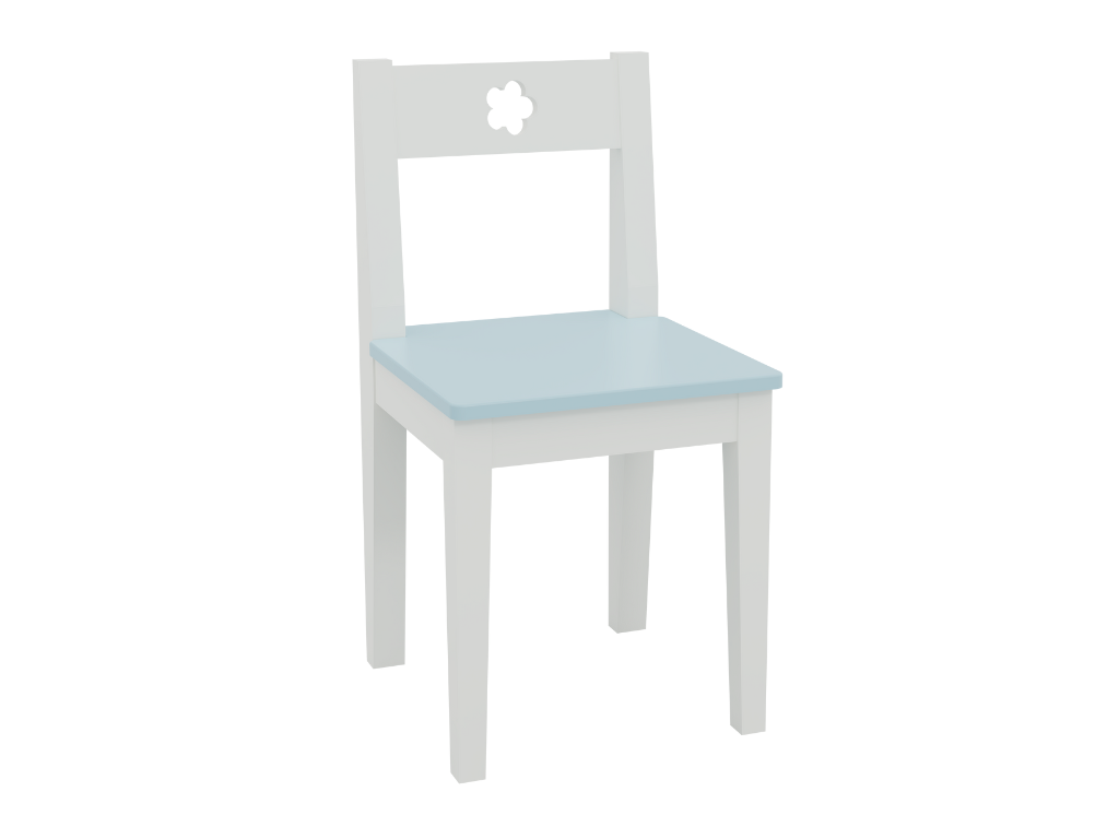 BAMI Detská drevená stolička s kvetinovým výrezom BIBI modrá