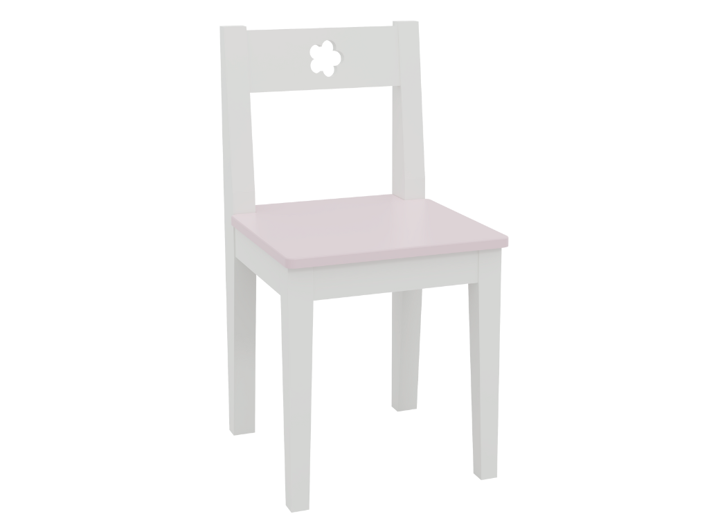BAMI Detská drevená stolička s kvetinovým výrezom BIBI ružová