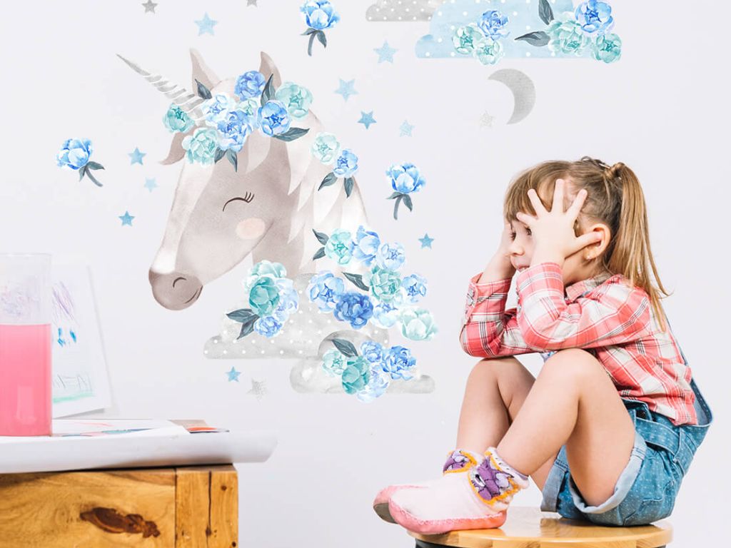 E-shop Samolepky JEDNOROŽEC do detskej izby MODRÝ