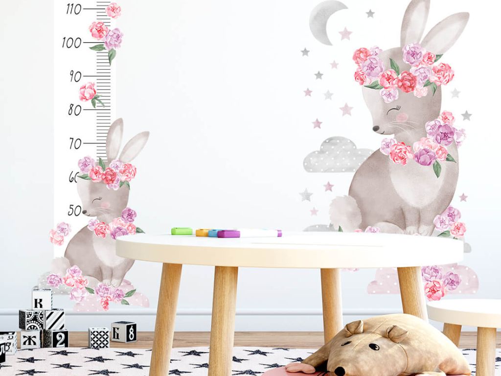 E-shop Nálepky na stenu ZAJAČIK do detskej izby RUŽOVÝ