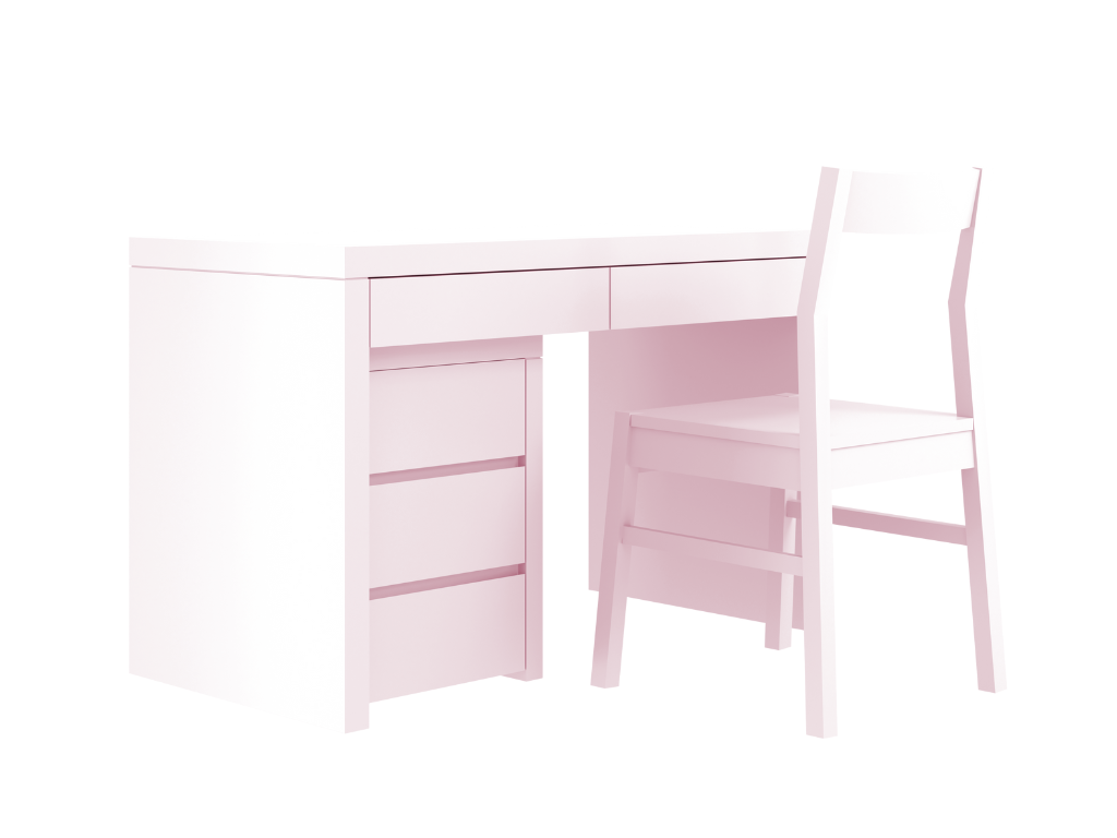 BAMI Písací stôl so šuplíkmi o šírke 120 cm SIMONE ružový