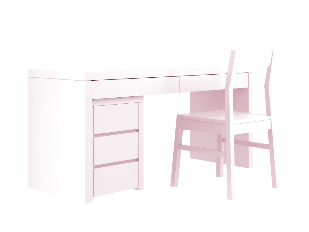 BAMI Písací stôl so šuplíkmi o šírke 160 cm SIMONE ružový