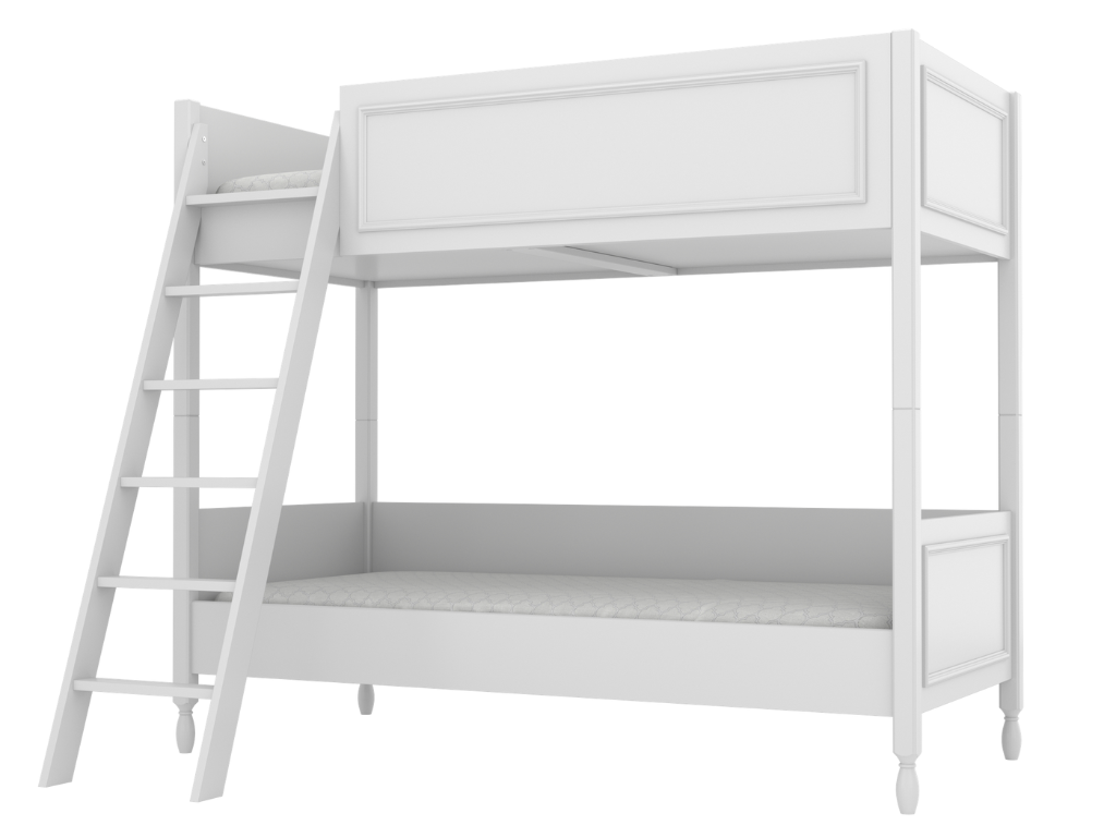 BAMI Detská poschodová posteľ MAXIME s dvoma lôžkami 90x200 cm Zvoľte farbu: Biela, Zvoľte stranu: Vľavo