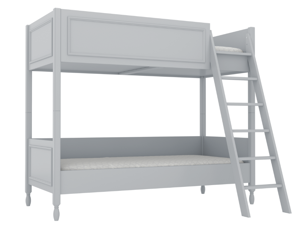 BAMI Detská poschodová posteľ MAXIME s dvoma lôžkami 90x200 cm Zvoľte farbu: Šedá, Zvoľte stranu: Vpravo