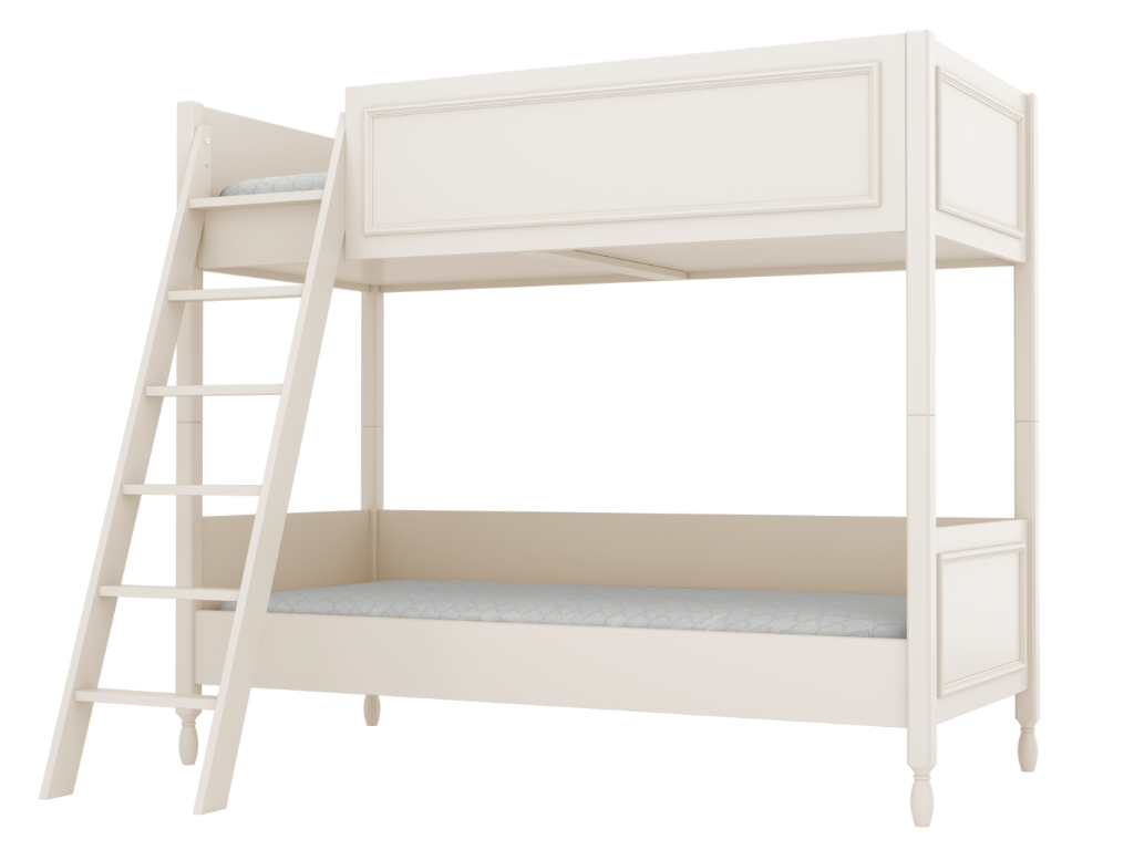 BAMI Detská poschodová posteľ MAXIME s dvoma lôžkami 90x200 cm Zvoľte farbu: Krémová, Zvoľte stranu: Vľavo