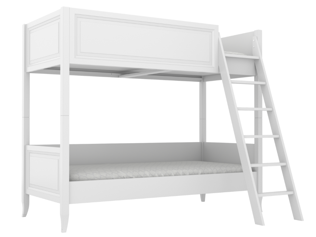 BAMI Detská poschodová posteľ ALEX s rebríkom 90x200 cm Zvoľte farbu: Biela, Zvoľte stranu: Vpravo