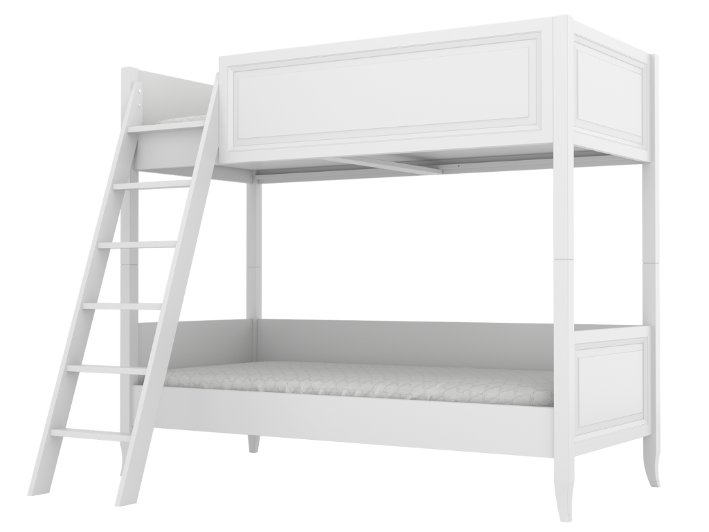 BAMI Detská poschodová posteľ ALEX s rebríkom 90x200 cm Zvoľte farbu: Biela, Zvoľte stranu: Vľavo