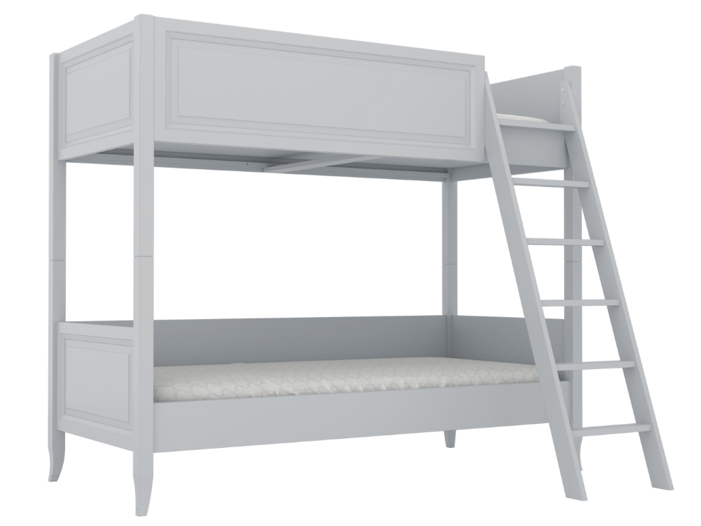 BAMI Detská poschodová posteľ ALEX s rebríkom 90x200 cm Zvoľte farbu: Šedá, Zvoľte stranu: Vpravo