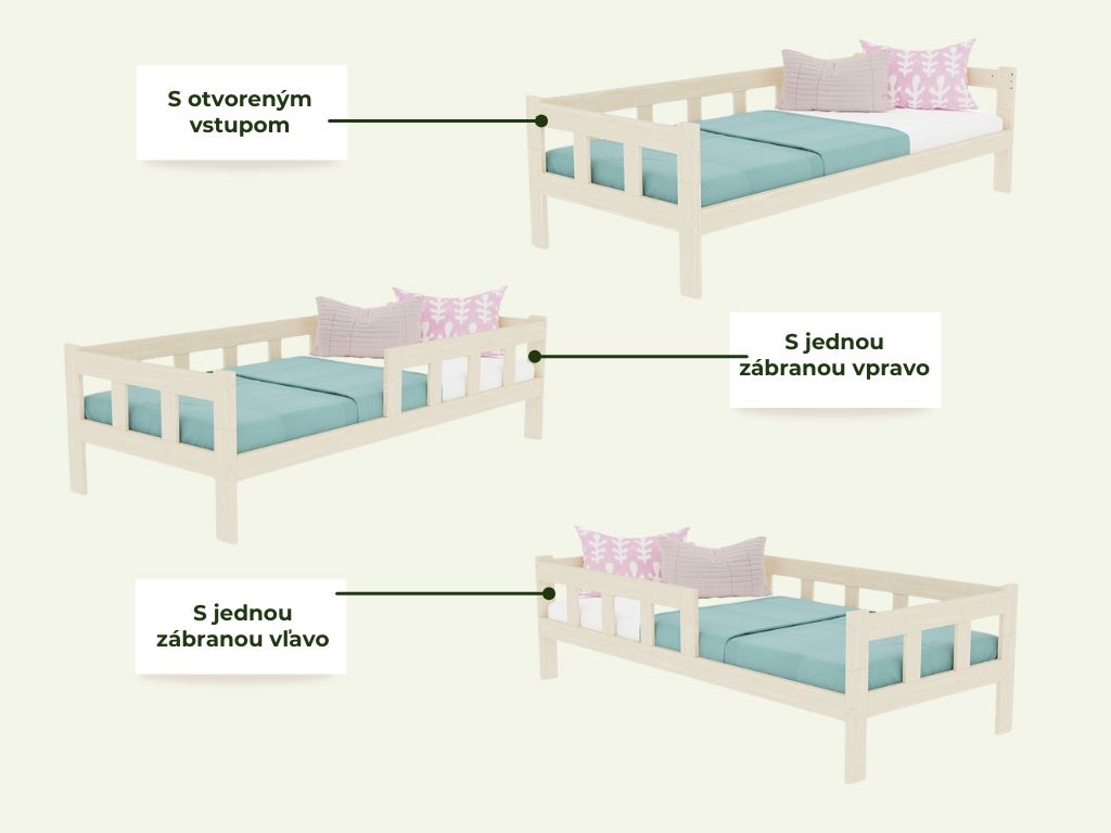 Benlemi Jednolôžko FENCE 4v1 so zábranou 90x200 cm + matrac ADAPTIC Zvoľte farbu: Petrolejová, Zvoľte zábranu: S jednou zábranou vpravo